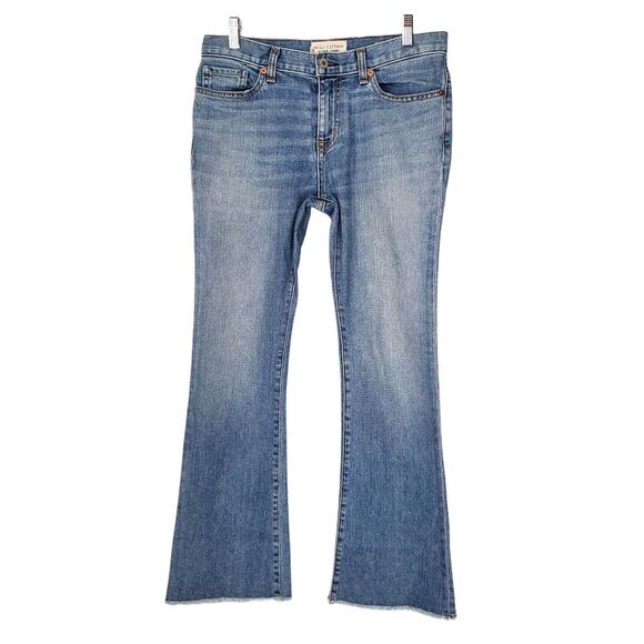 Nili Lotan Vianca Flare Leg Raw Hem Jeans Venice Wash Blue Denim USA Size 26 - Picture 2 of 11